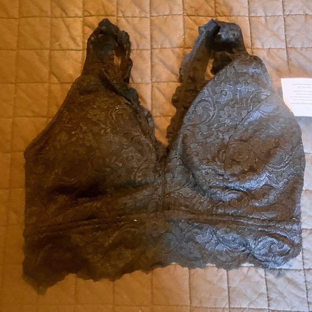 Smart & Sexy Black Floral Lace Longline Bralette Padded Racerback XL New‎